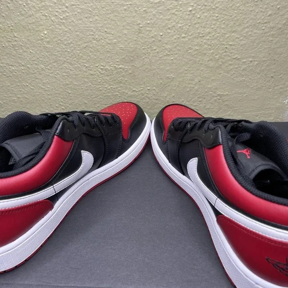 Nike Air Jordan 1 Low Men's Size 12 Shoes Black Gym Red White New 553558-066 nby - Picture 5 of 10
